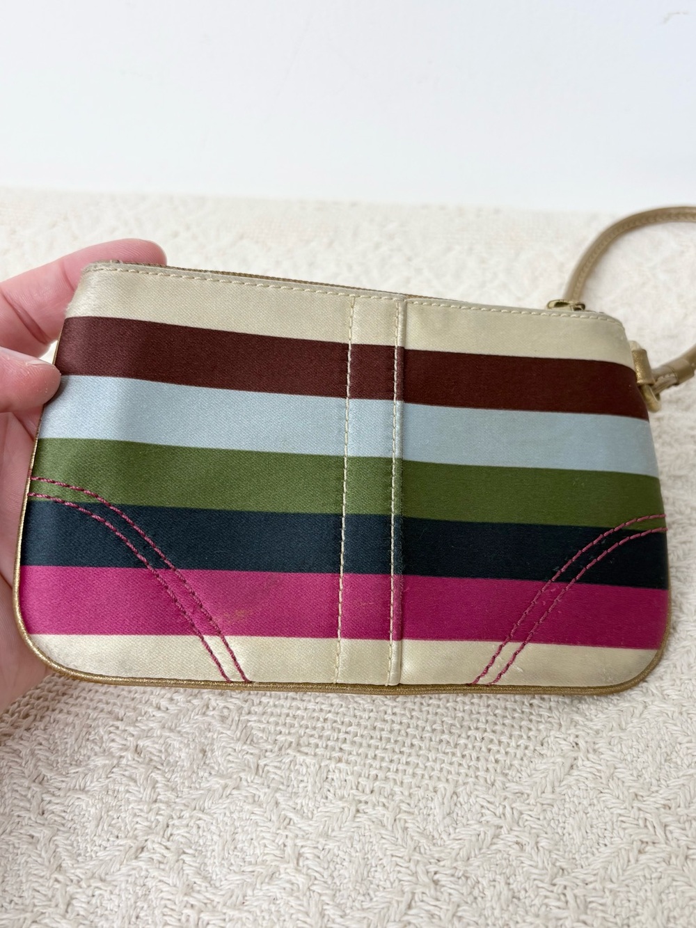 PROJECT Y2K Coach Legacy Stripe Small Wristlet Anniversary Satin Clip In Pouch - Picture 5 of 8